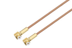 PE3C3987LF - Snap-On MMBX Plug Right Angle to Snap-On MMBX Plug Right Angle Cable Using RG178 Coax , LF Solder