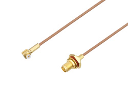 PE3C3992 - Snap-On MMBX Plug Right Angle to Reverse Polarity SMA Female Bulkhead Cable Using RG178 Coax