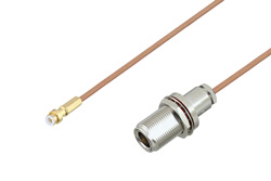PE3C3993 - Snap-On MMBX Plug to N Female Bulkhead Cable Using RG178 Coax