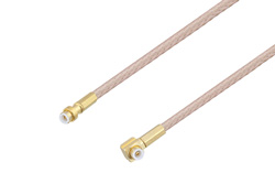PE3C4015 - Snap-On MMBX Plug to Snap-On MMBX Plug Right Angle Cable Using RG316 Coax