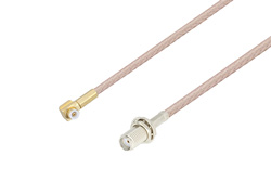 PE3C4018 - Snap-On MMBX Plug Right Angle to SMA Female Bulkhead Cable Using RG316 Coax