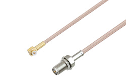 PE3C4022 - Snap-On MMBX Plug Right Angle to Reverse Polarity SMA Female Bulkhead Cable Using RG316 Coax