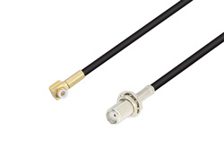 PE3C4035 - Snap-On MMBX Plug Right Angle to SMA Female Bulkhead Cable Using RG174 Coax