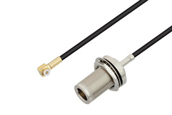 PE3C4041 - Snap-On MMBX Plug Right Angle to N Female Bulkhead Cable Using RG174 Coax