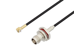 PE3C4043 - Snap-On MMBX Plug Right Angle to TNC Female Bulkhead Cable Using RG174 Coax