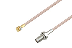 PE3C4055 - Snap-On MMBX Plug Right Angle to Reverse Polarity SMA Female Bulkhead Cable Using RG316-DS Coax