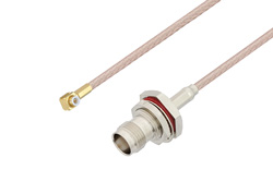 PE3C4059 - Snap-On MMBX Plug Right Angle to TNC Female Bulkhead Cable Using RG316-DS Coax