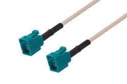 PE3C4157/HS - Water Blue FAKRA Jack to FAKRA Jack Cable Using RG316-DS Coax with HeatShrink