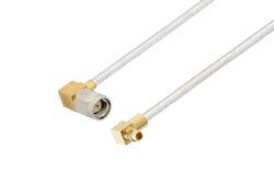 PE3C4196/PH270 - SMA Male Right Angle to MMCX Plug Right Angle Cable Using PE-SR405FL Coax with 270 Deg. Clock