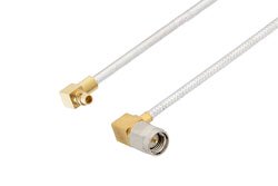 PE3C4196 - MMCX Plug Right Angle to SMA Male Right Angle Cable Using PE-SR405FL Coax
