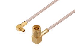 PE3C4201 - MMCX Plug Right Angle to SMA Male Right Angle Cable Using RG316 Coax