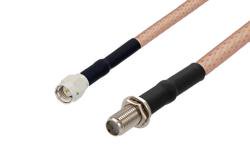 PE3C4247/HS - SMA Male to SMA Female Bulkhead Low Loss Cable Using PE-P195 Coax with HeatShrink