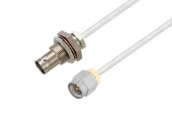 PE3C4277LF - BNC Female Bulkhead to SMA Male Cable Using PE-SR405FL Coax, LF Solder