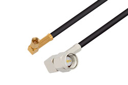 PE3C4425LF - SSMC Plug Right Angle to SMA Male Right Angle Low Loss Cable Using LMR-100 Coax , LF Solder