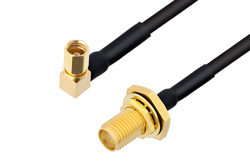PE3C4486 - SMA Female Bulkhead to SSMC Plug Right Angle Cable Using PE-SR405FLJ Coax