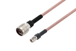 PE3C4653/HS - N Male to SMA Male Cable Using RG142 Coax with HeatShrink