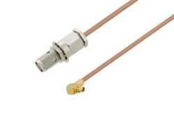 PE3C4790 - MMCX Plug Right Angle to SMA Female Bulkhead Cable Using RG178 Coax