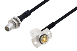 PE3C4853 - Slide-On BMA Plug Bulkhead to Slide-On BMA Jack Right Angle 2 Hole Flange Cable Using PE-SR405FLJ Coax