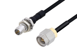PE3C4854 - Slide-On BMA Plug Bulkhead to SMA Male Cable Using PE-SR405FLJ Coax