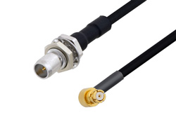 PE3C4869 - Slide-On BMA Plug Bulkhead to SMP Female Right Angle Cable Using PE-SR405FLJ Coax