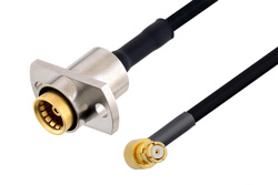 PE3C4870 - Slide-On BMA Jack 2 Hole Flange to SMP Female Right Angle Cable Using PE-SR405FLJ Coax