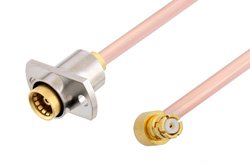 PE3C4897 - Slide-On BMA Jack 2 Hole Flange to SMP Female Right Angle Cable Using RG405 Coax