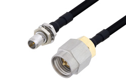 PE3C4906 - Slide-On BMA Plug Bulkhead to SMA Male Cable Using PE-SR402FLJ Coax