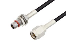 PE3C4927 - Slide-On BMA Plug Bulkhead to SMA Male Cable Using LMR-100 Coax