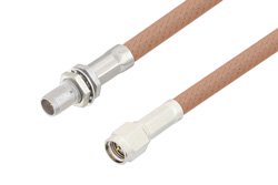 PE3C4955 - Slide-On BMA Plug Bulkhead to SMA Male Cable Using RG400 Coax