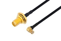 PE3C5000 - SMA Female Bulkhead to SMP Female Right Angle Cable Using PE-SR405FLJ Coax