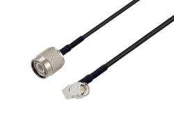 PE3C5020LF/HS - TNC Male to SMA Male Right Angle Low Loss Cable Using LMR-100 Coax with HeatShrink, LF Solder