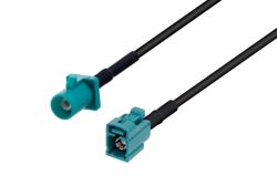 PE3C5059/HS - Water Blue FAKRA Plug to FAKRA Jack Low Loss Cable Using PE-C100-LSZH Coax with HeatShrink