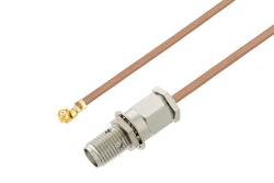 PE3C5075LF - SMA Female Bulkhead to UMCX 2.5 Plug Right Angle Cable Using RG178 Coax, LF Solder