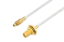PE3C5157 - MMCX Plug to SMA Female Bulkhead Cable Using PE-SR405FL Coax