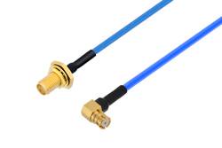 PE3C5193/SP1 - SMA Female Bulkhead to SMP Female Right Angle Cable Using PE-P086 Coax with HeatShrink and 90 Deg. Clock