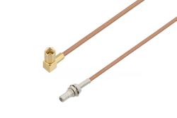 PE3C5386 - SMB Jack Bulkhead to SSMC Plug Right Angle Cable Using RG178 Coax