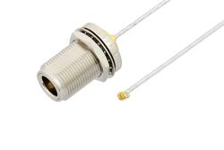 PE3C5494 - N Female Bulkhead to SMP Female Right Angle Cable Using PE-SR405FL Coax