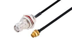 PE3C5561 - Limited Detent SMP Male Bulkhead to Reverse Polarity TNC Jack Bulkhead Cable Using PE-SR405FLJ Coax