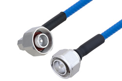 PE3C5846 - Plenum 4.1/9.5 Mini DIN Male Right Angle to 4.3-10 Male Low PIM Cable Using SPP-250-LLPL Coax , LF Solder