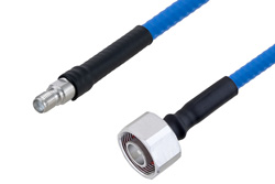 PE3C5879 - Plenum 4.1/9.5 Mini DIN Male to SMA Female Low PIM Cable Using SPP-250-LLPL Coax , LF Solder