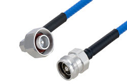 PE3C5950 - 4.1/9.5 Mini DIN Male Right Angle to 4.3-10 Female Cable Using SPP-250-LLPL Coax