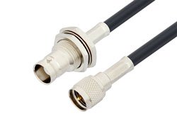 PE3C5983 - Fire Rated BNC Female Bulkhead to Mini UHF Male Low Loss Cable Using LMR-195-FR Coax
