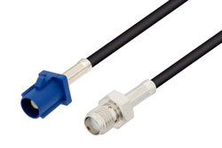 PE3C5987 - Blue FAKRA Plug to SMA Female Cable Using PE-C100-LSZH Coax