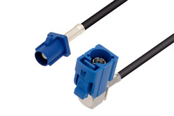 PE3C6038 - Blue FAKRA Plug to FAKRA Jack Right Angle Low Loss Cable Using PE-C100-LSZH Coax