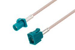 PE3C6042 - Water Blue FAKRA Plug to FAKRA Jack Cable Using RG316-DS Coax