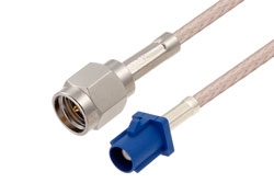 PE3C6087 - Blue FAKRA Plug to SMA Male Cable Using RG316 Coax