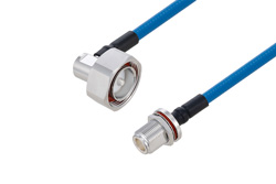 PE3C6197 - Plenum 7/16 DIN Male Right Angle to N Female Bulkhead Low PIM Cable Using SPP-250-LLPL Coax Using Times Microwave Parts