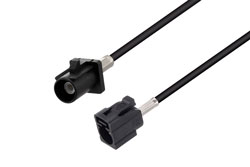 PE3C6305 - Black FAKRA Plug to FAKRA Jack Low Loss Cable Using PE-C100 Coax