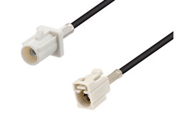 PE3C6321 - White FAKRA Plug to FAKRA Jack Low Loss Cable Using PE-C100-LSZH Coax