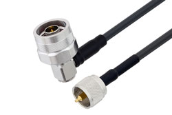 PE3C6334/HS2 - N Male Right Angle to UHF Male Low Loss Cable Using LMR-195 Coax with Double HeatShrink